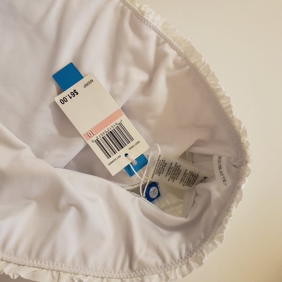 White Smocked Hip Bikini Bottom Size 10 - Picture 5 of 6